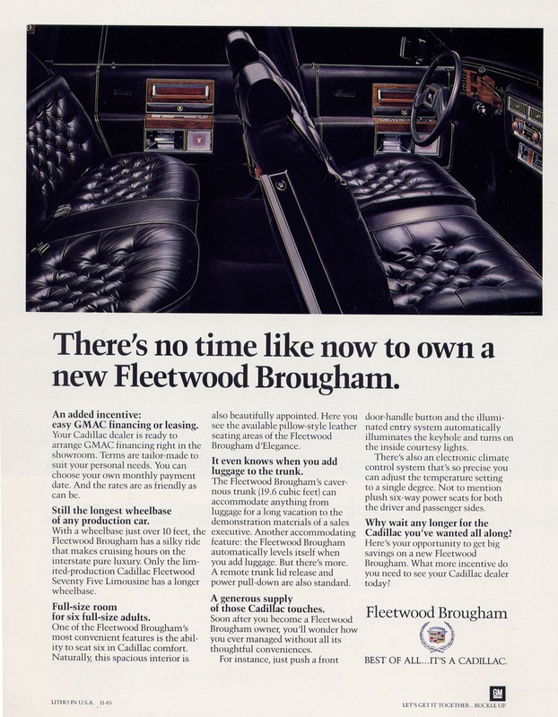 1985 Cadillac Fleetwood Brougham Folder Page 2